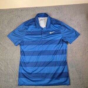 Nike Golf Men's Blue Stripe Dri-Fit Polo Shirt Size Large